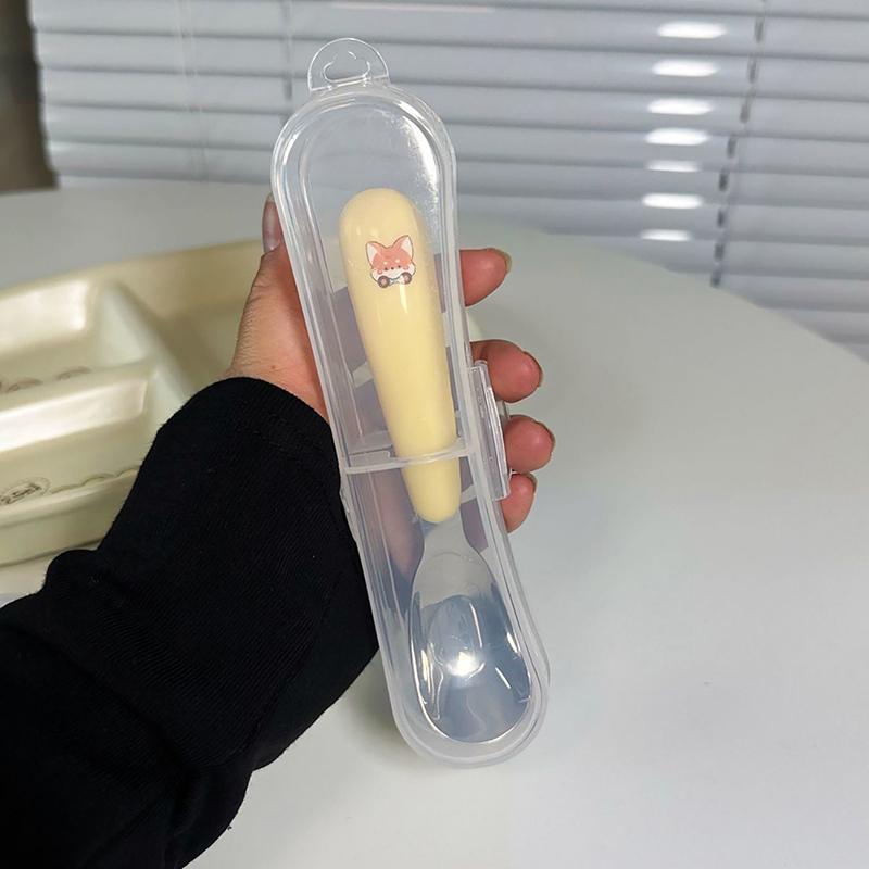 Spoon Kawaii Household Fall Prevention 304 Stainless Steel Baby Children Complementary Food Spoon Tableware Girl