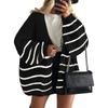 Women's Fashion Stripe Coats Long Sleeved Knitted Casual Cardigan Sweater Jacket