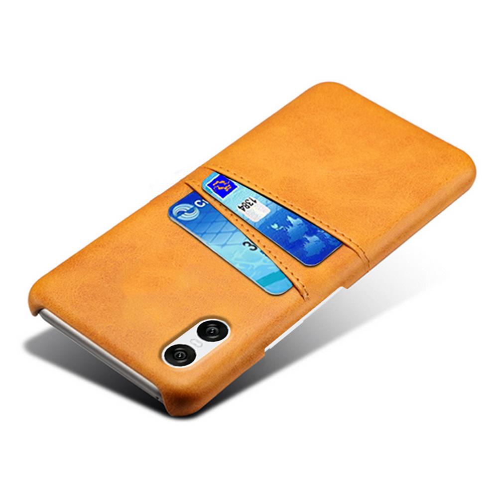 For Sony Xperia 10 VI Case Leather Coated PC Phone Cover Back Dual Card Slots
