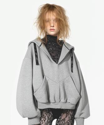 V-Shaped Pocket Hoodie - Melange