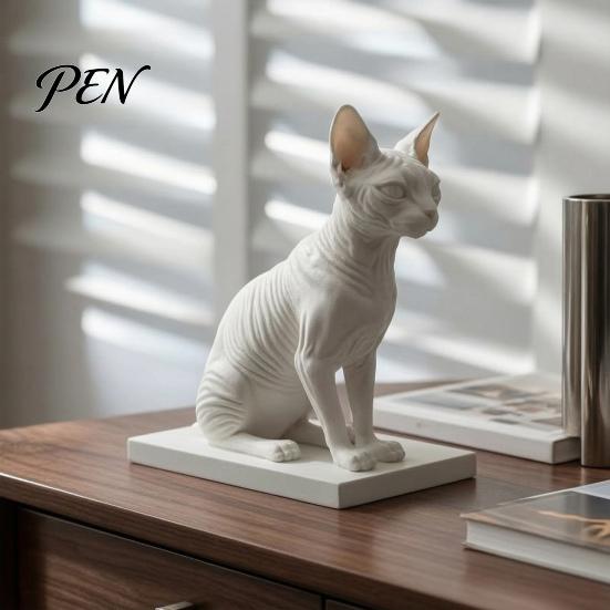 Fine Texture Cat Decor Simulated Hairless Car Model, Realistic Sphynx Figurine Collection, Office Desk Accessory Science Educational Prop, Desktop