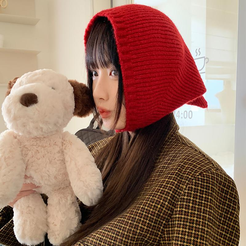 

New Triangle Hair Scarf Warm Woolen Headscarf For Women Thicken Knitted Scarf Female Headwarp Outdoor Winter Cashmere Scarves червоний