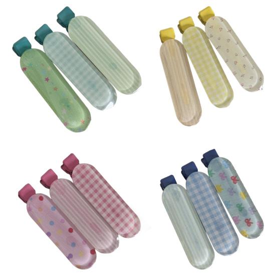3Pcs Women Hairpin Plaid Dots Stripes Pattern Flat Hair Clip Non-pulling Hairpin Parent-child Hair Accessories