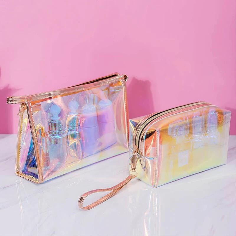 Makeup Bags Transparent Pretty Fashion Laser Travel Cosmetic Bag Toiletry Brush Bags Organizer Necessary Case Wash Make Up Box