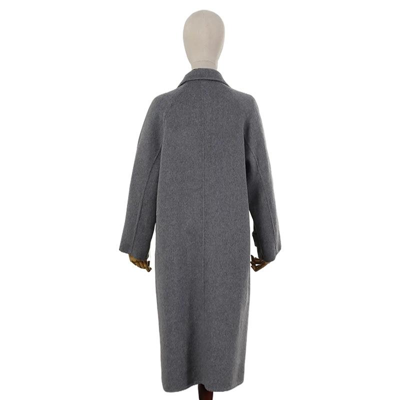 Simple solid color wool coat double-sided woolen coat autumn and winter new loose temperament long coat women's wool coat