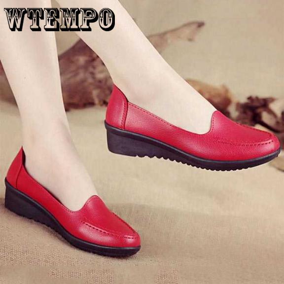 Handmade Leather Soft Shoes Female Flats Lady Round Toe Shoes Loafers Casual Shoes Women