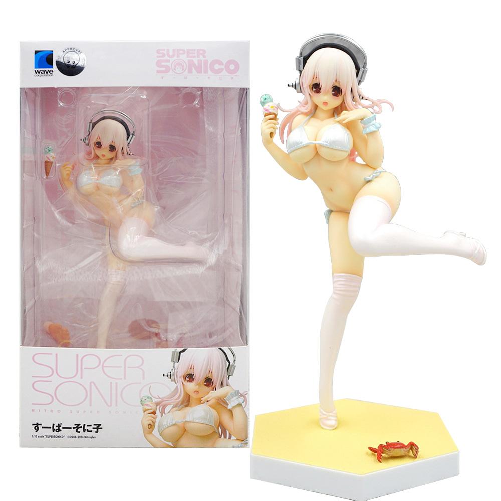 

16CM Animation SUPER SONICO Beach Queens Collection Line Toy1/10 Special Ver Swimsuit Standing Miniature Plaything Present Collector Aciton Figure With box