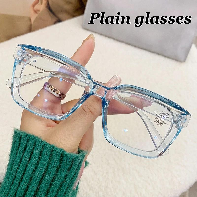 Neutral New Transparent Full Frame Ordinary Glasses Anti-blue Light Flat Glasses Fashionable Popular Large Frame Optical Glasses
