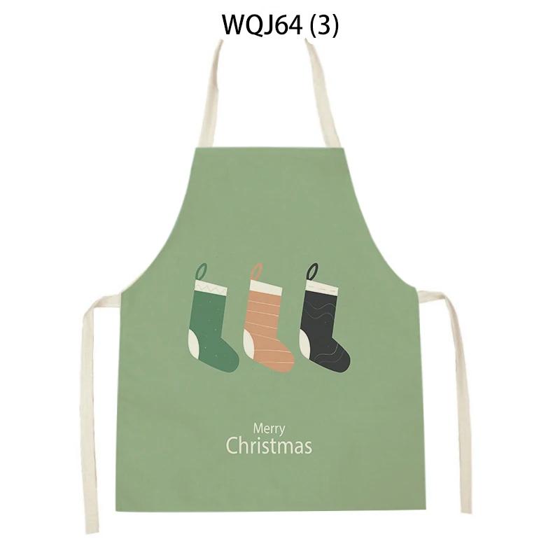 Merry Christmas Tree Socks Gift Letter Printed Cleaning Kitchen Apron Baking Cooking Antifouling Apron Sleeveless Pinafore