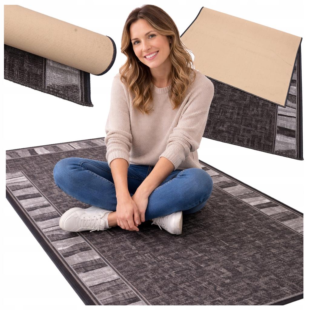 [5] ZORRO GREY 100x180cm Anti-slip Rug D7526