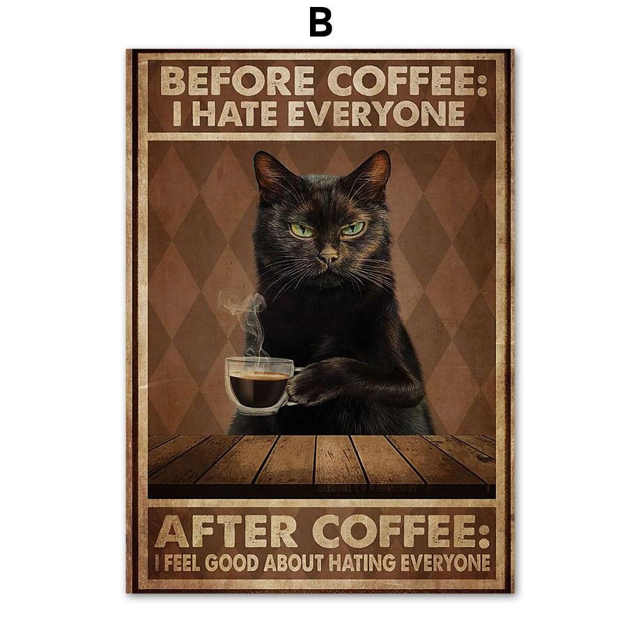 Funny Retro Cat Book Cocktail Wall Art Canvas Painting I'm Anti-Stupid Posters Prints Bar Wall Pictures For Living Room Decor