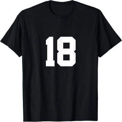 Number 18 Front & Back Numbers Sports Team Jersey Birthday T-Shirt