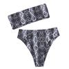 Women's Sexy Stripe Print  High Cut Leg Bikini Set Two Piece Swimsuit