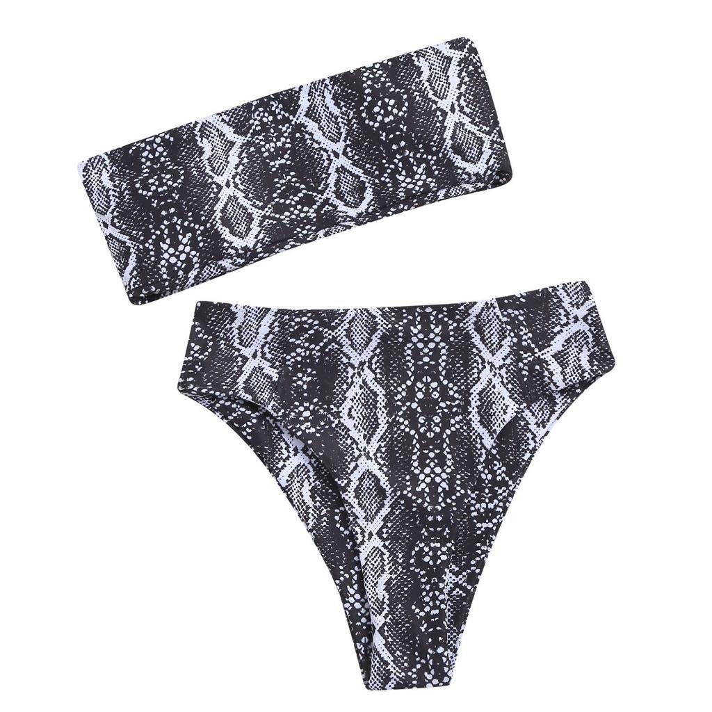 Women's Sexy Stripe Print High Cut Leg Bikini Set Two Piece Swimsuit