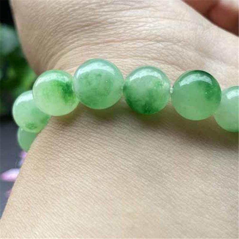 Natürliches grünes Jade-Armband 10 mm schwimmende florale Perlensträhne, chinesischer Hetian-Jade-Schmuck, elegantes Geschenk für Frauen