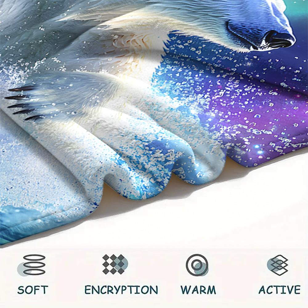 Polar Bear Print Flannel Blanket, High quality Comfortable for All Seasons, Home Decor, Warmth and Comfort, Perfect for Christmas Gifts