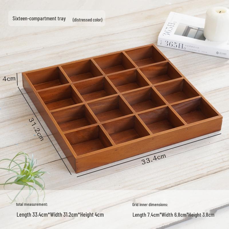 Japanese Style Wooden Desktop Storage Box - Nine Grid Organizer for Bedroom Entryway