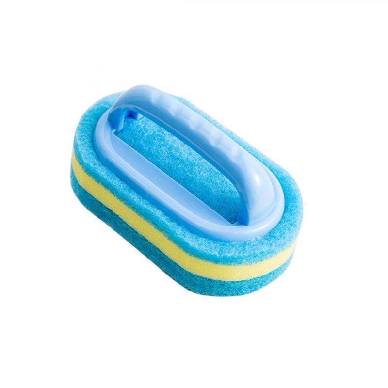 

Sponge Cleaning Brush With Handle Dish Soap Cleaning Brush Bathroom Kitchen Tub Thicken Scrubbing Sponge Wipe Durable Tools Accessories Home синий