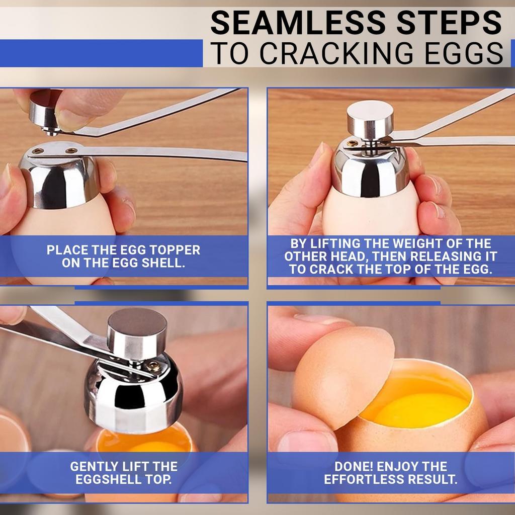 Stainless Steel Egg Opener Tool for Raw Eggs, Easy Egg Cracker with Ergonomic Handle for Baking Custard Cake Kitchen Use