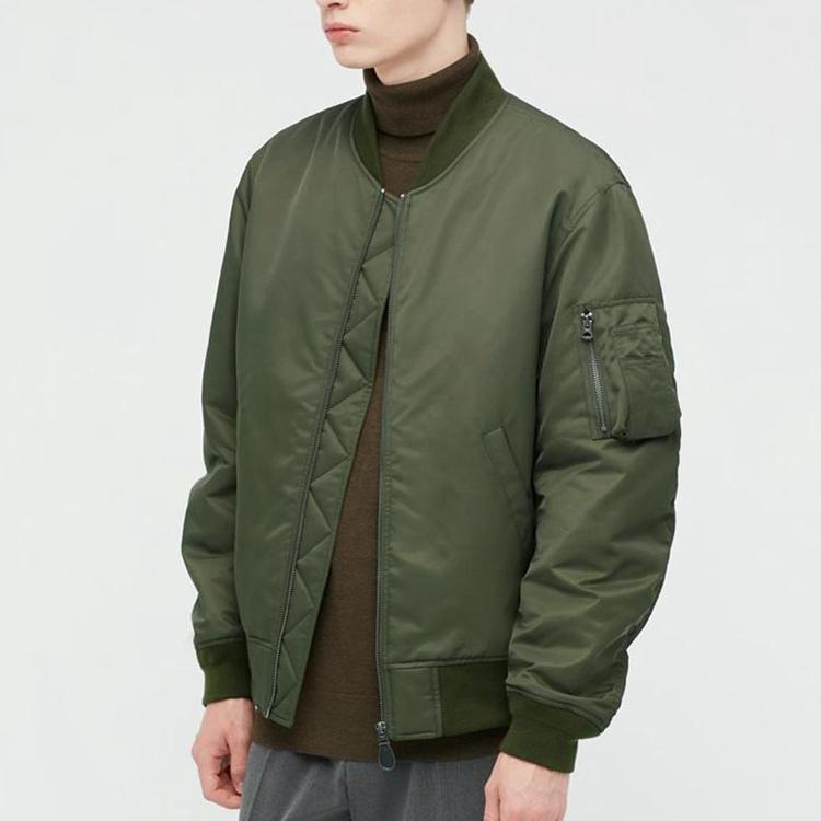 UNIQLO Solid Color Zipper Baseball Collar Pilot Cotton Jacket Unisex jackets Dark-Olive 442143-57