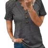 Spring and Summer TikTok E New Women's Collar Button Hollow Lace T-Shirt