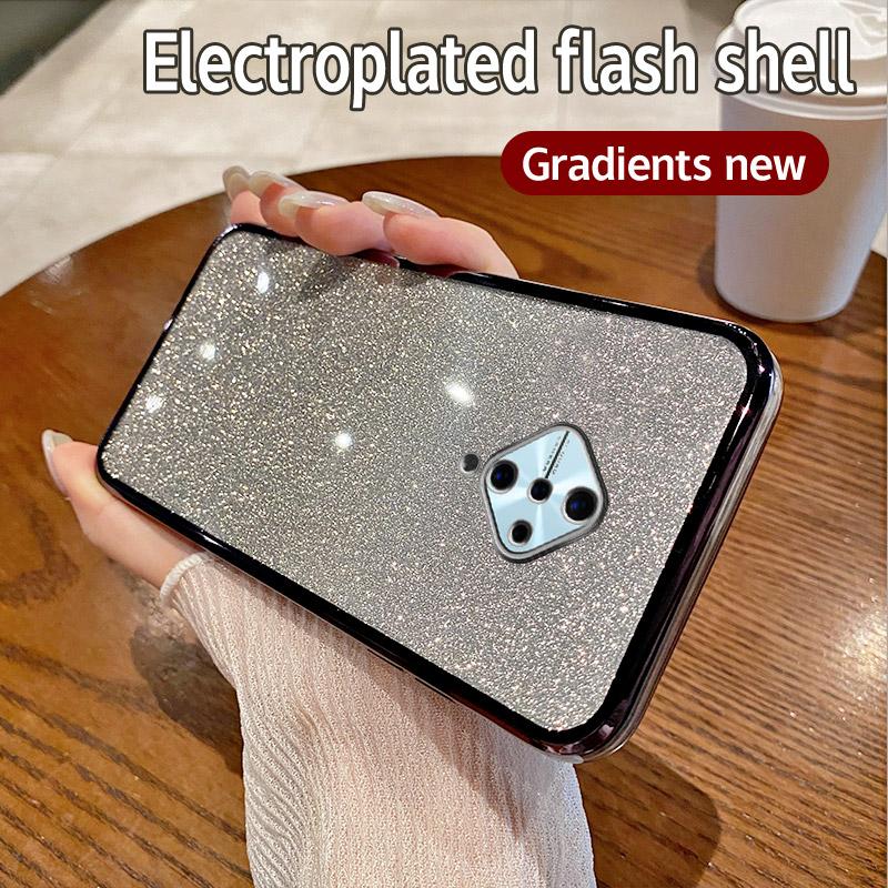 For Vivo V17 Russia Case Vivo S1 Pro Phone Case Shiny Glitter Plating Silicone Camera Lens Soft Back Cover