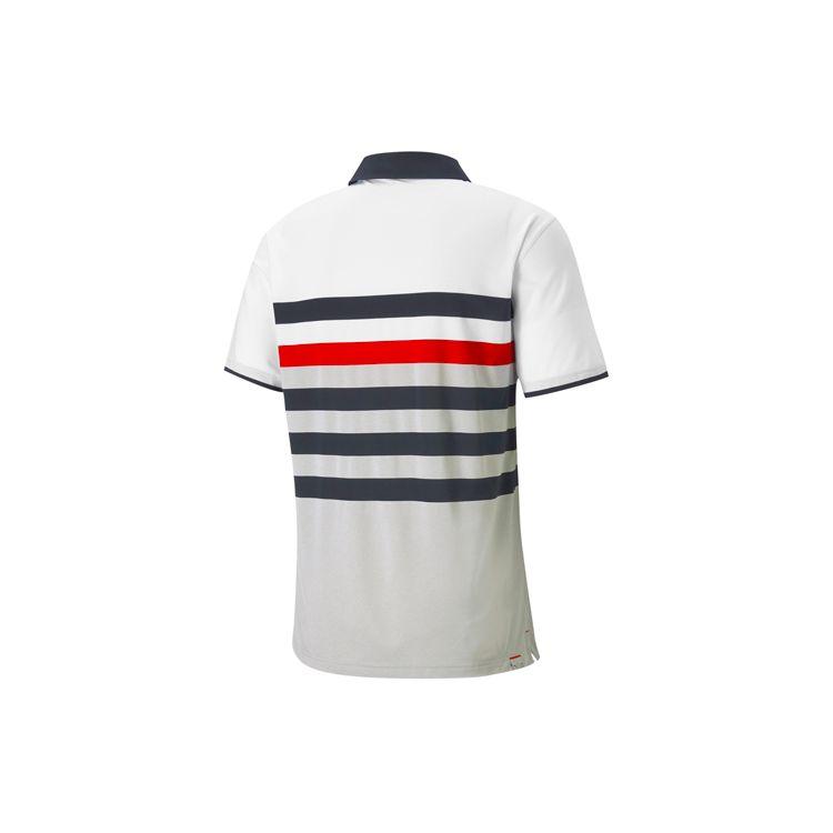 Puma Mattr Casual Sports Striped Short Sleeve Polo Shirt Men Tops Grey White 599115-01