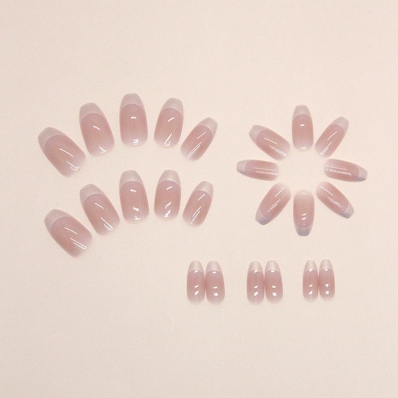 Short Ballet Pure Blush Nail Champagne Aurora French Nail Art Tablets High Quality Luxury Wear Nail Fake Nails