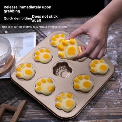 Forma de Silicone para Assar Patinha de Gato 6/9/12 Cavidades Antiaderente Aço Carbono DIY Fofo Molde para Bolo Doce Ferramenta Decoração Molde para Biscoito Doce