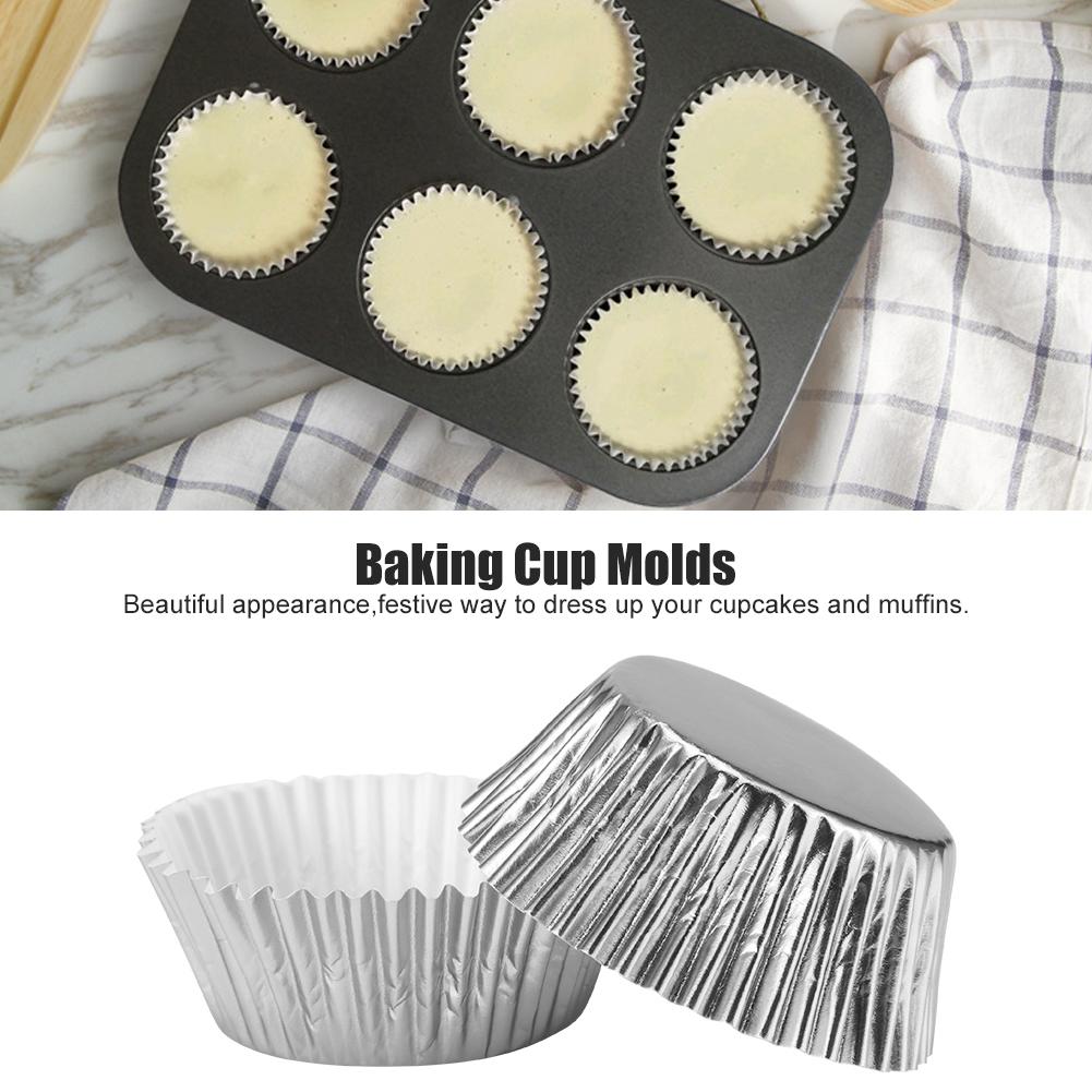 500PCS Aluminum Foil Paper Cake Cup Cupcake Liners Muffin Cases Kitchen Baking Tools