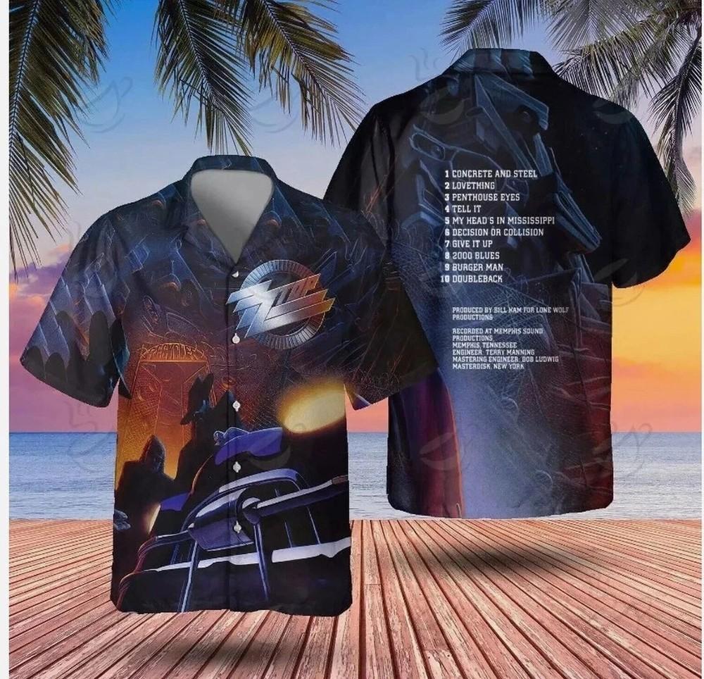 Rock Band ZZ Top Recycler Hawaiian Shirt Button Down Music Lovers Size Unisex T-Shirt L