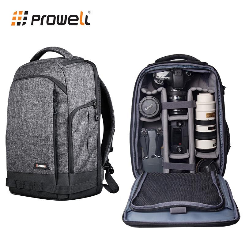 Prowell Mochila para Câmera, Mochila de Fotografia, Grande Capacidade, Armazenamento Multifuncional, Cinza, Tamanho Grande