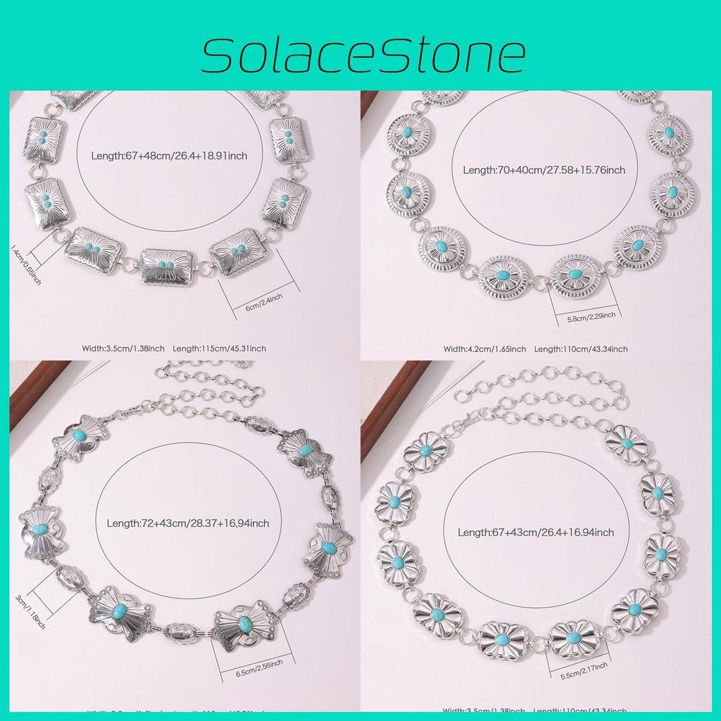 Spring Summer Womens Waist Belt With Turquoise Carved Accents And Hook Closure