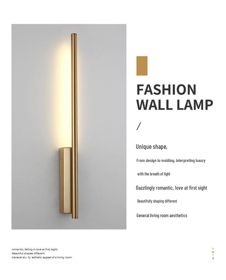 Modern Minimalist LED Wall Lamp - Copper Round Tube for Bedside, Corridor, Living Room, or Entrance