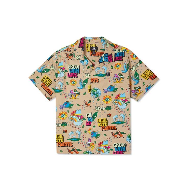 Converse Plant Print Resort Shirt Asia Sizing Nomad Khaki Men s 10023277-A01 M