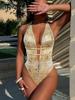 TS JYL-SW012 Cutout Lace-Up One-Piece Swimsuit, Sexy Backless Swimwear For Beach