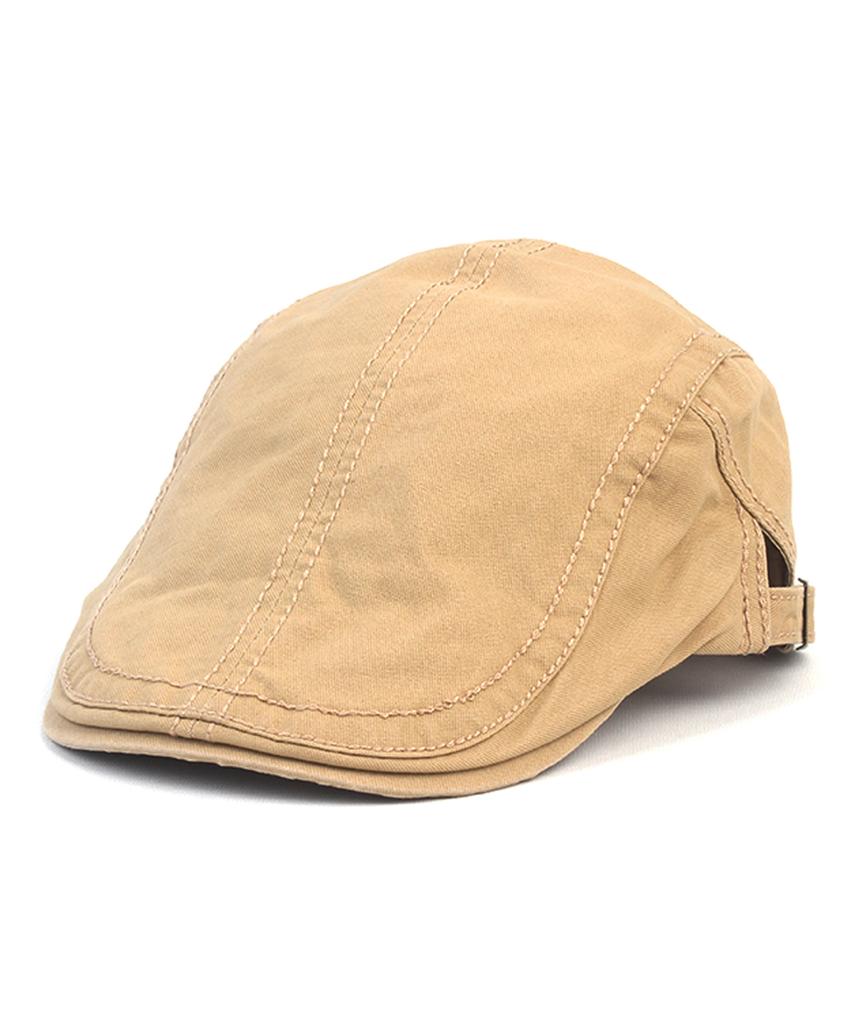 Bold Stitch Beige Side Belt Hunting Cap