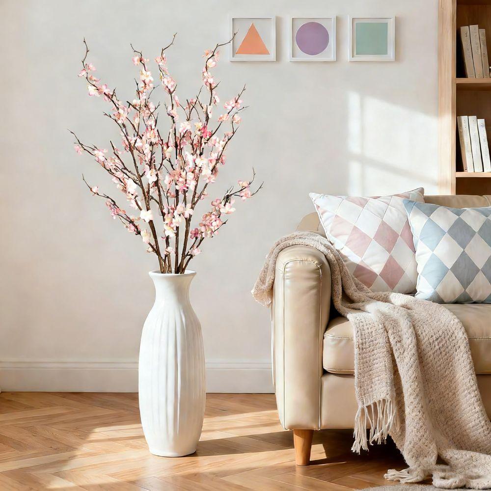 New 39inch Artificial Plum Blossom Chinese Style DIY Wintersweet Faux Flower Long Branch Simulated Plum Blossom Home Decor