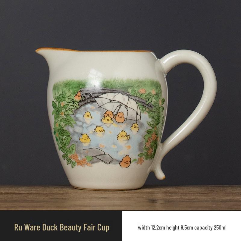 Ru Kiln Ceramic Yellow Duck Tea Dispenser - Elegant Kung Fu Tea Set Accessory