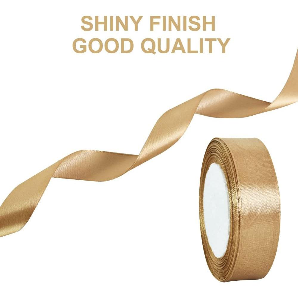 Champagnergoldenes Band Größe 25 Seidenband, verwendet für Geschenkverpackung, Basteln, Sträuße, Valentinstags- und Weihnachtsgeschenkverpackung
