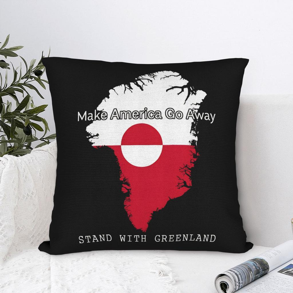 Make America Go Away Greenland Pillowcase Polyester Cushion Cover Gift MAGA Throw Pillow Case Cover Home Square 40X40cm