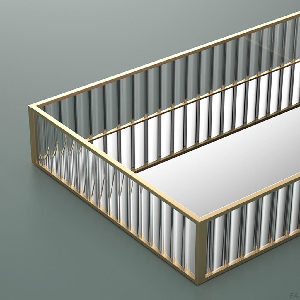 Beautiful Mirrored Tray with Side Rails, Elegant Vanity Mirror Bars