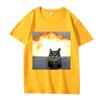 Whimsical Cat Explosion Graphic T Shirt Women Funny Short Sleeve Summer Print Women Tops Funny Cat Meme Women Clothes