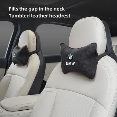 -Car Suede Headrest Neck Support Auto Seat Accessories For BMW Series I3 I4 G07 G06 G05 G02 G01 F48 F39 G42 G30 G20 G26 F01 F02