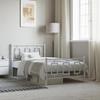 VidaXL Metal Bed Frames with Headboard Footboard, Single Bed with Slat Base, Adult Bed with Feet for Bedroom, 374302