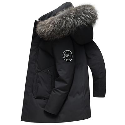 Men Winter Parka Hood Fleece Lined Thick Warm Hooded Fur Collar Coat Male Plush Jacket Autumn Outwearing Black
