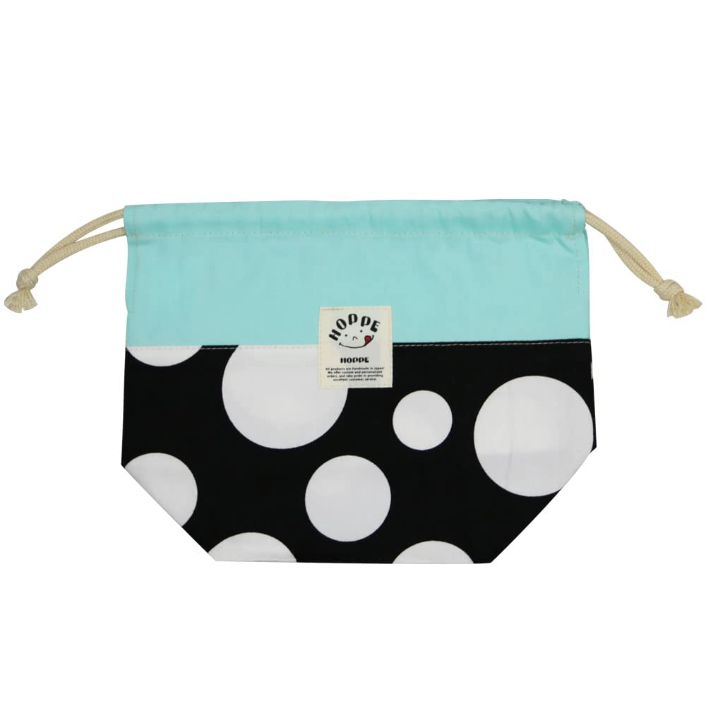 HOPPE Medium Drawstring Bag, Black Dot Pattern, Medium, Lunch Bag, School Lunch Bag, Elementary School Student, Kids, Boys, Girls, Made in Japan