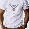 Holy Spirit Dove Cross Graphic Tee Mens Casual Cotton Breathable Short Sleeve TShirt