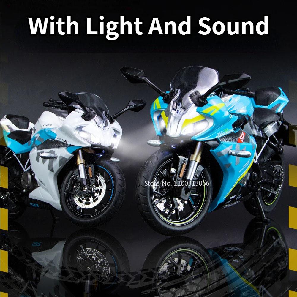 1:12 1199 Spring Breeze 250 SR Motorcycle Models Cars Alloy Diecast Toys Light Music Wheel Turned Motorcycles Vehicle Kids Gifts
