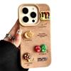 Rudos spalvos 3D M&M's saldainių dizaino telefono dėklas iPhone 15 14 13 Pro Max minkštas TPU pilnas apsauginis su animaciniu paveikslėliu